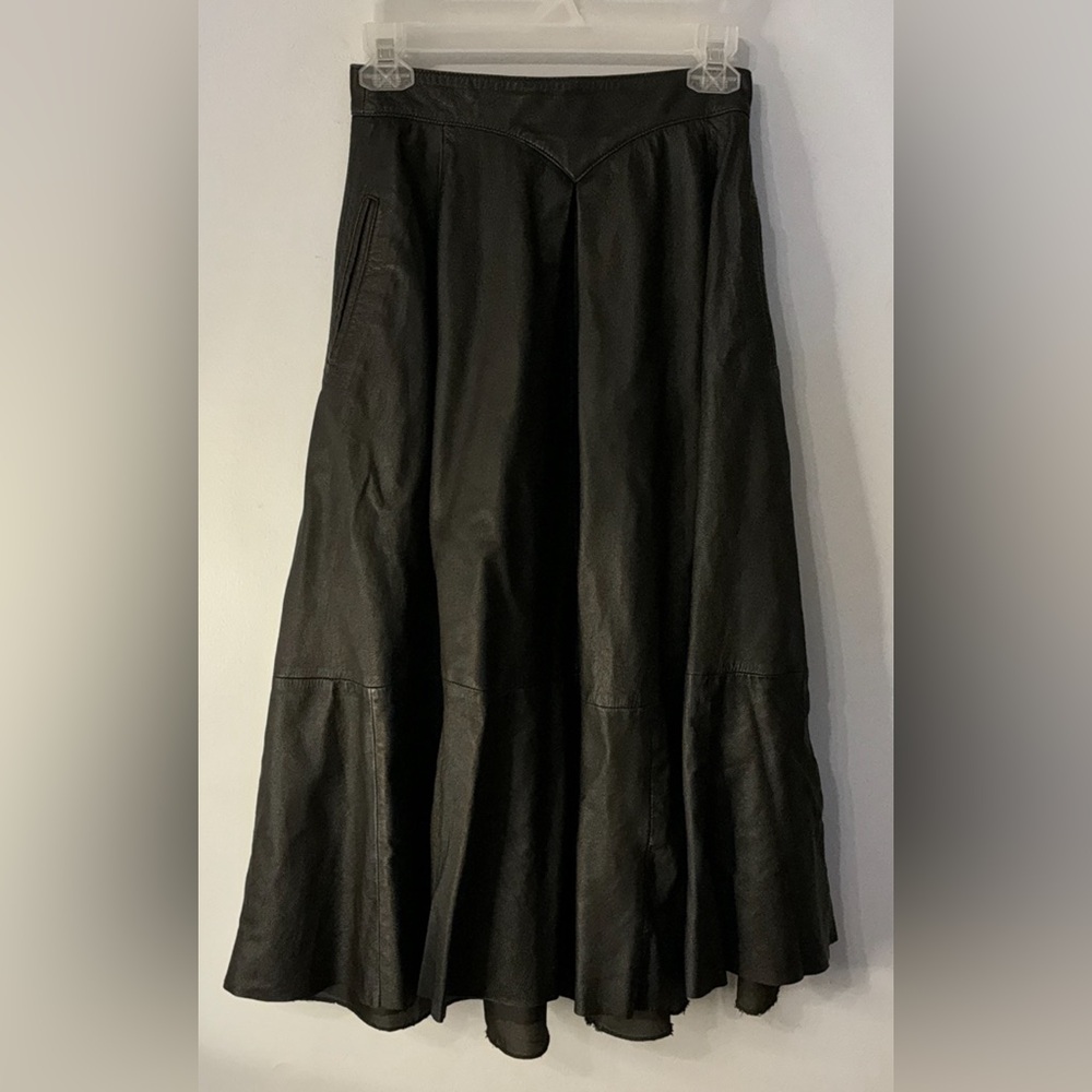 Printemps Botique Faux Leather Skirt Size 6 Black Maxi Length Fully Lined